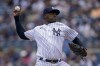 New York Yankees starting pitcher Luis Severino (40) throws in the first inning of a baseball game against the Detroit Tigers, Saturday, June 4, 2022, in New York. (AP Photo/John Minchillo)
