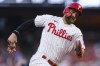 Philadelphia Phillies' Bryce Harper runs as he scores a run on a hit by Didi Gregorius during the second inning of the team's baseball game against the Arizona Diamondbacks, Friday, June 10, 2022, in Philadelphia. (AP Photo/Chris Szagola)