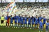 Ukraine players lineup before the UEFA Nations League soccer match between Ukraine and Armenia, in Lodz, Poland, Saturday, June 11, 2022. (AP Photo/Michal Dyjuk)