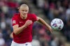 Norway's Erling Braut Haaland vies for the ball, during the Nations League soccer match between Norway and Slovenia at Ullevaal Stadium, in Oslo, Norway, Thursday, June 9, 2022. (Javad Parsa/NTB Scanpix via AP)