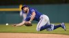 Texas Rangers second baseman Charlie Culberson throws out Detroit Tigers' Willi Castro in the ninth inning of a baseball game in Detroit, Friday, June 17, 2022. (AP Photo/Paul Sancya)