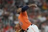Houston Astros starting pitcher Framber Valdez throws during the first inning of a baseball game against the Chicago White Sox Friday, June 17, 2022, in Houston. (AP Photo/David J. Phillip)