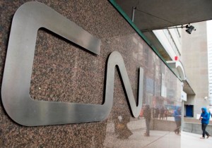 A man walks into central station next to CN headquarters in Montreal, Tuesday, Nov. 26, 2019.&nbsp;Canadian National Railway Co. says signal and communication workers have walked off the job across the country. THE CANADIAN PRESS/Graham Hughes