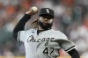 Chicago White Sox starting pitcher Johnny Cueto throws during the first inning of a baseball game against the Houston Astros Saturday, June 18, 2022, in Houston. (AP Photo/David J. Phillip)