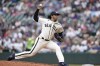 Seattle Mariners pitcher Andres Munoz throws against the Los Angeles Angels during the sixth inning of the first baseball game of a doubleheader, Saturday, June 18, 2022, in Seattle. (AP Photo/Ted S. Warren)