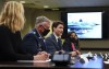Prime Minister Justin Trudeau, centre, and Minister of National Defence Anita Anand, second right, join US Secretary of Defence Lloyd J. Austin III, not shown, and Gen. Glen VanHerck, second left, Commander of United States Northern Command and North American Aerospace Defense Command, take part in a NORAD briefing in the Battle Cabinet at North American Aerospace Defense Command and United States Northern Command Headquarters in Colorado Springs, Colorado, on Tuesday, June 7, 2022. THE CANADIAN PRESS/Sean Kilpatrick