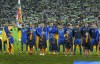 Ukraine players line up before the UEFA Nations League soccer match between Ukraine and Northern Ireland, in Lodz, Poland, Tuesday, June 14, 2022. (AP Photo/Piotr Hawalej)