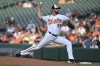 Baltimore Orioles starting pitcher Jordan Lyles (28) throws a pitch during the first inning of a baseball game against the Washington Nationals , Tuesday, June 21, 2022, in Baltimore. (AP Photo/Tommy Gilligan)
