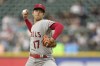 Los Angeles Angels' Shohei Ohtani throws against the Seattle Mariners during the fourth inning of a baseball game, Thursday, June 16, 2022, in Seattle. (AP Photo/Ted S. Warren)