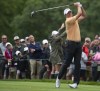 Steve Strickler tees off onNo. 16 during the first round of the U.S. Senior Open golf tournament Thursday, June 23, 2022, at Saucon Valley Country Club in Bethlehem, Pa. (Rick Kintzel/The Morning Call via AP)