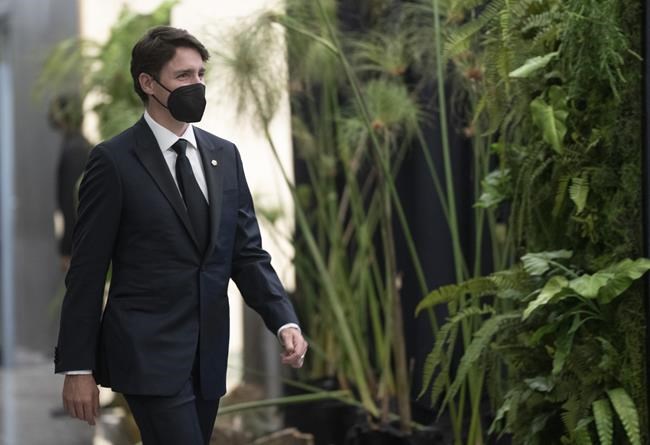 Prime Minister Justin Trudeau arrives at a state dinner with Commonwealth government leader in Kigali, Rwanda, Thursday, June 23, 2022. Trudeau says the U.S. Supreme Court's decision to overturn Roe v. Wade is