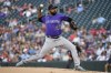 Colorado Rockies pitcher German Marquez throws to a Minnesota Twins batter during the first inning of a baseball game Friday, June 24, 2022, in Minneapolis. The (AP Photo/Craig Lassig)