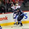 Phil Hossack / Winnipeg Free Press
Winnipeg Jets' Dustin Byfuglien takes out Montreal Canadiens' Max  Pacioretty in the third period Thursday.