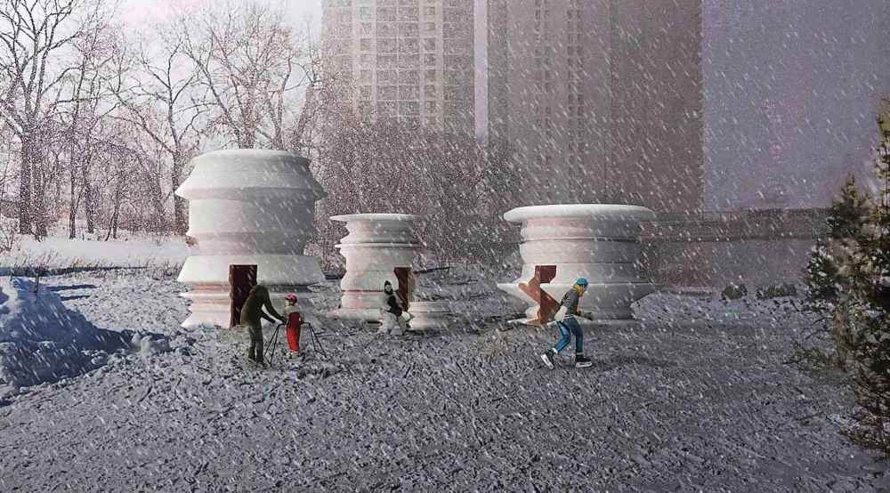 MICHAEL MALTZAN ARCHITECTURE
Arctic Topiaries: The huts will be created from snow and ice, and will glow from light inside.