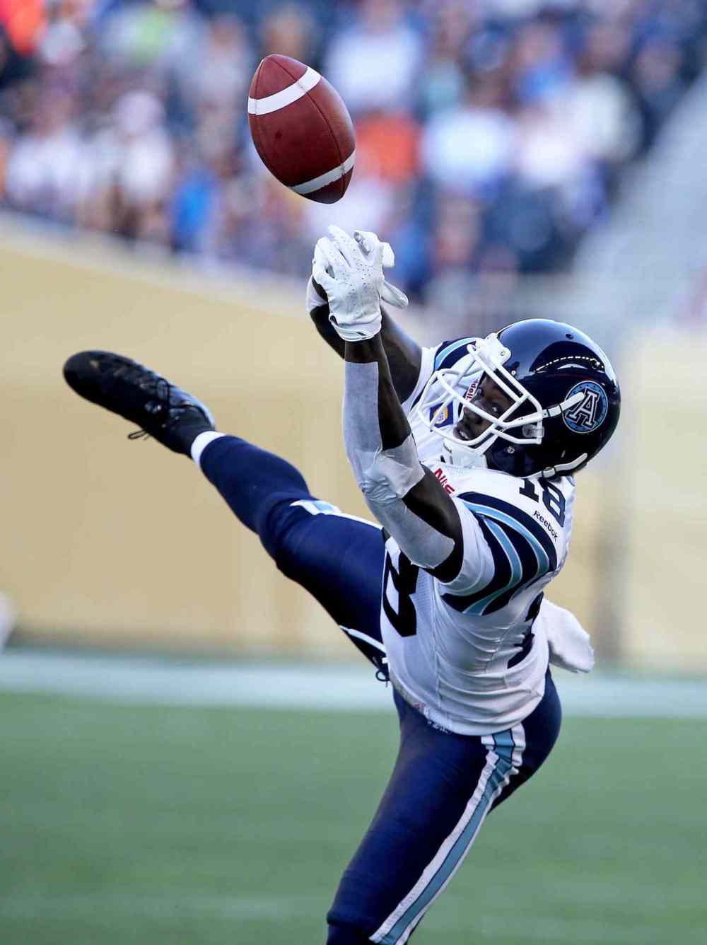 CP
Toronto's Jarred Fayson drops a pass during the first half.