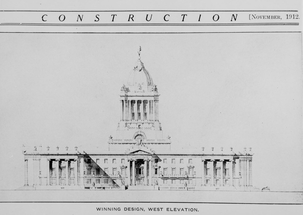 Winning design for the Legislative Building, 1912 (Archives of Manitoba)
