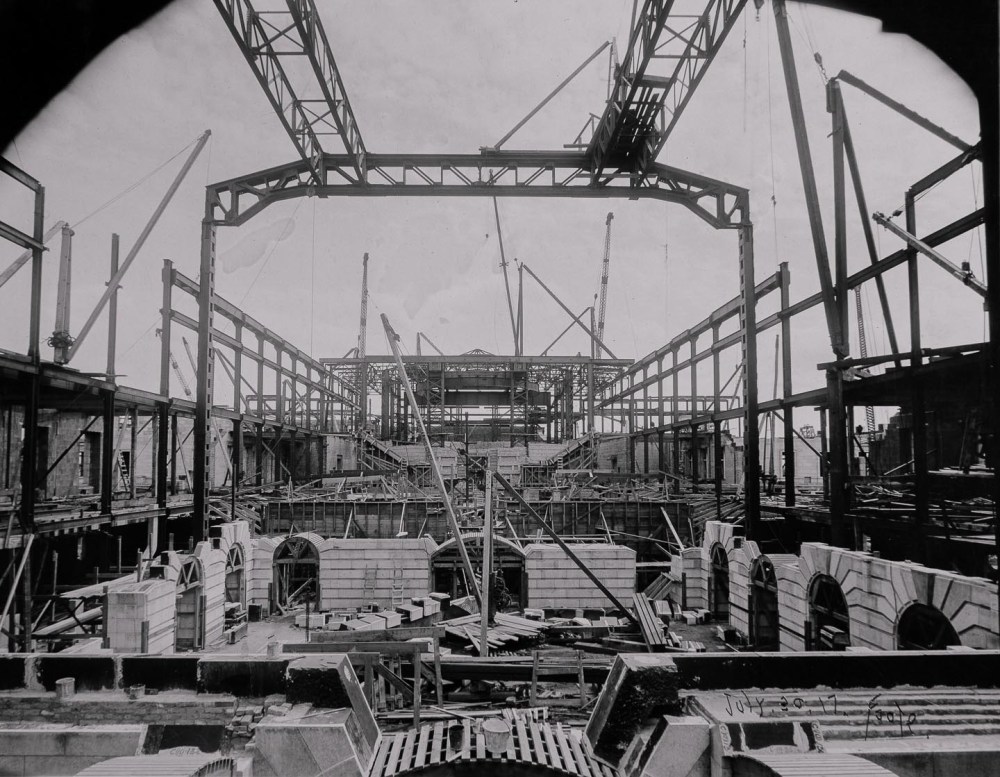 Interior construction in July 1917 (Archives of Manitoba).
