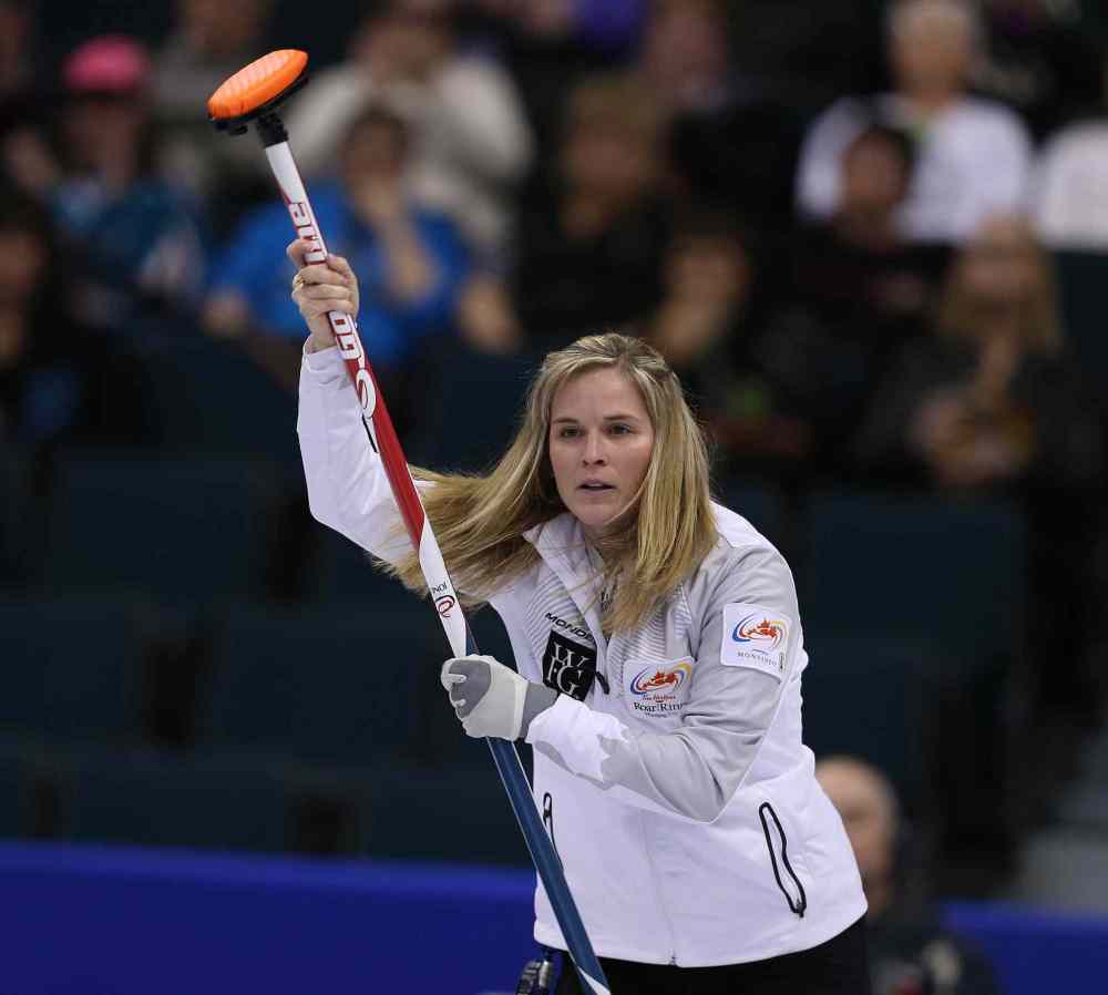 Jason Halstead / Winnipeg Free Press
Skip Jennifer Jones celebrates after a shot.