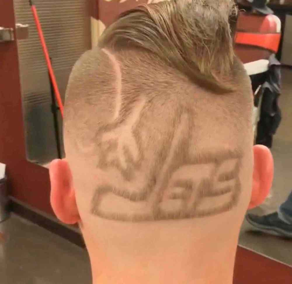 Submitted photo
Hair F/X barber Dunny Valencia cuts Jets logos in hair.