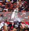 DARRYL DYCK / THE CANADIAN PRESS
The top of the Grey Cup trophy comes loose as the Calgary Stampeders hoist it after defeating the Hamilton Tiger-Cats 20-16 to win the CFL championship game at BC Place in Vancouver, B.C., Sunday.