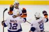 John Woods / Winnipeg Free Press
New York Islanders forward Frans Nielsen (51) celebrates his shootout goal against the Winnipeg Jets with teammates Josh Bailey and John Tavares during the shootout at the MTS Centre Tuesday.