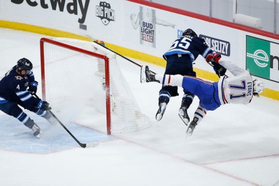 CPMark Scheifele was given a game misconduct for charging after his hit on Jake Evans. (John Woods/The Canadian Press)