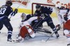 John Woods / THE CANADIAN PRESS
Columbus Blue Jackets' Nick Foligno (71) crashes into Winnipeg Jets goaltender Michael Hutchinson (34) as Dustin Byfuglien (33) and Zach Bogosian (44) defend during the first period in Winnipeg Wednesday.