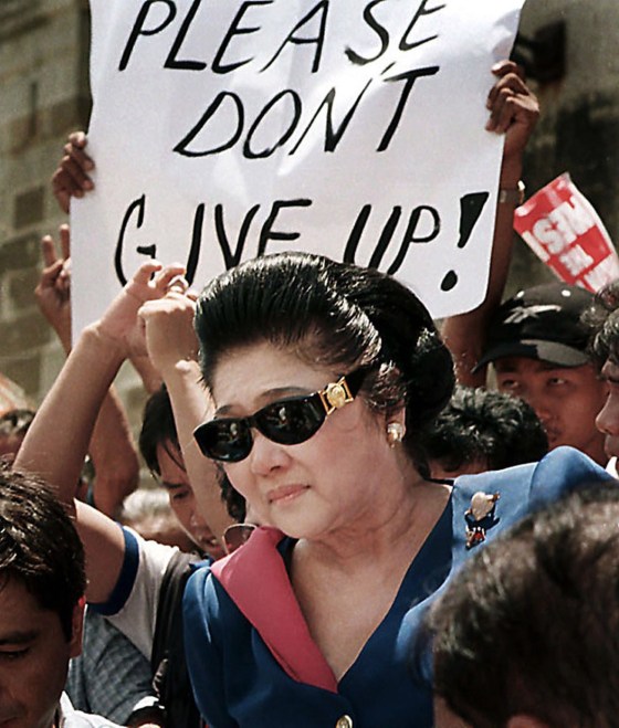 Photographer Lyle Stafford and Dan put themselves directly in the path of Imelda Marcos during a trip to the Phillipines in May 1998. (Lyle Stafford photo)