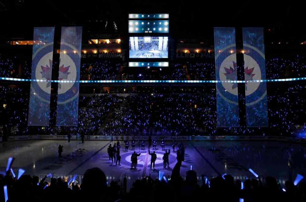 JOE BRYKSA / WINNIPEG FREE PRESS)
The opening ceremonies for the Winnipeg Jets first home game of the season at MTS Centre against the Nashville Predators.