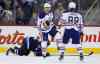 Trevor Hagan / Winnipeg Free Press
Edmonton Oilers' Jordan Eberle (14) celebrates with Sam Gagner (89) after scoring against the Winnipeg Jets during NHL hockey action at MTS Centre in Winnipeg Saturday.