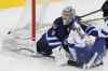 John Woods / Winnipeg Free Press
Winnipeg Jets' goaltender Ondrej Pavelec (31) saves the shot as he gets tangled up with Tampa Bay Lightning's Martin St. Louis (26) during first period NHL action in Winnipeg Tuesday.