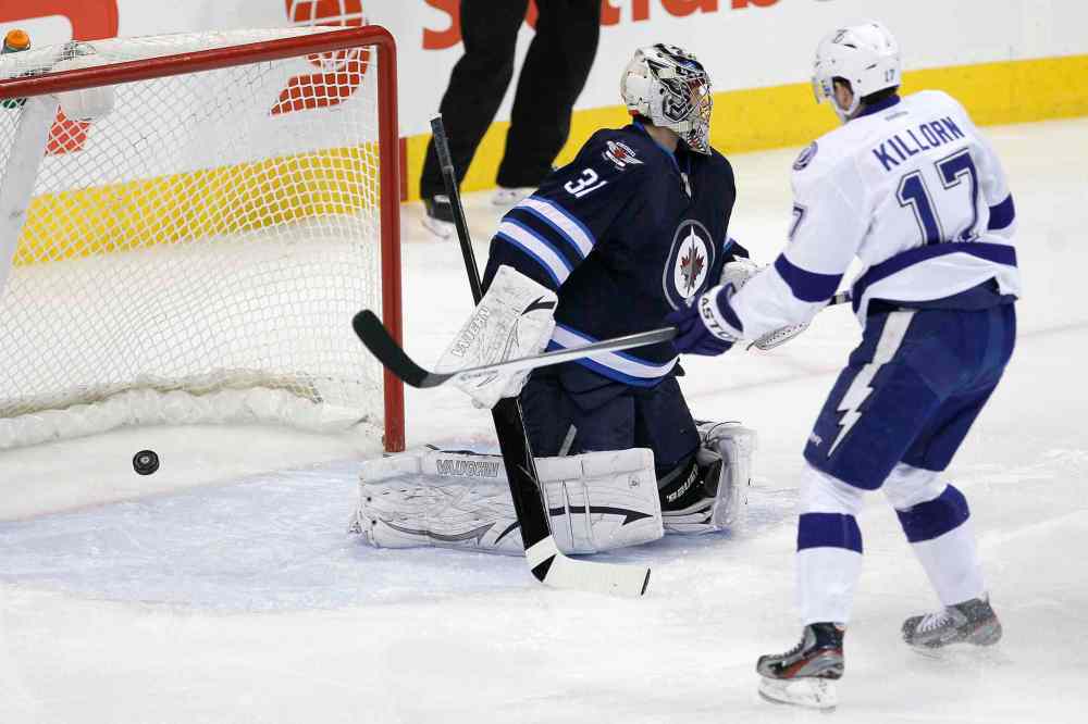 John Woods / Winnipeg Free Press
Tampa Bay Lightning's Valtteri Filppula (51) beats Winnipeg Jets' goaltender Ondrej Pavelec (31) on his first shot in the first period Tuesday.
