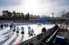 Jason DeCrow / The Associated Press
The Winnipeg Jets run a drill during a practice at Lasker rink in New York's Central Park on Saturday.