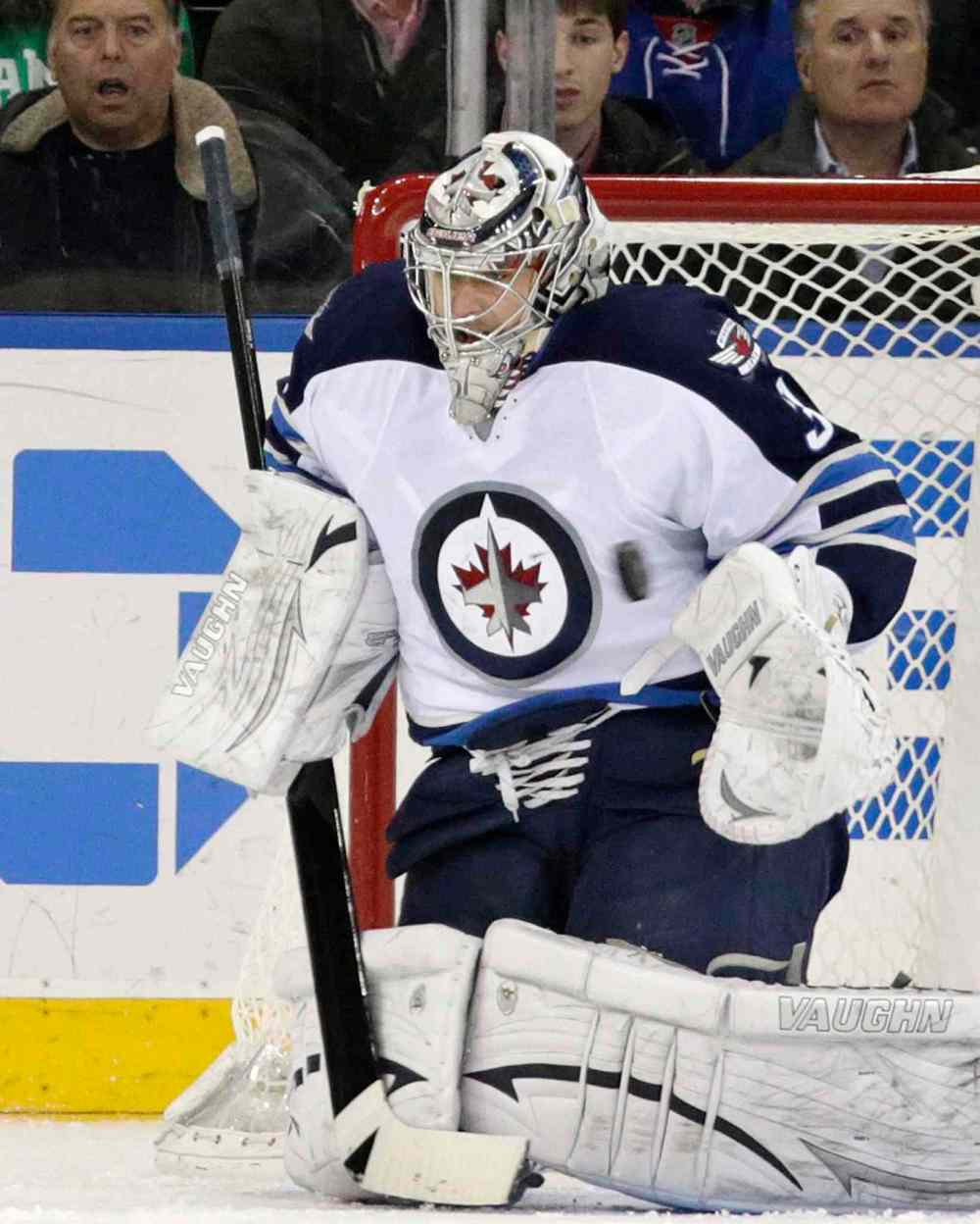 KATHY WILLENS / THE ASSOCIATED PRESS
Winnipeg Jets goalie Ondrej Pavelec makes a save in the first period.