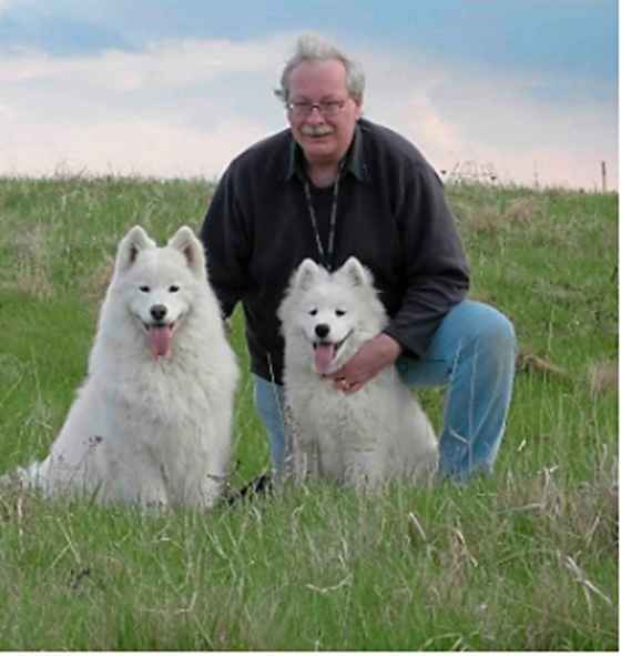 Jeff Henry with his Samoyeds. (Supplied)
