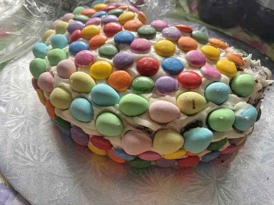 Everything in moderation, right? Mike rewarded himself with a slice of his mother’s Easter Bunny cake.