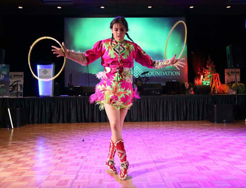 Shawnee Handel from the Aboriginal School of Dance performs.