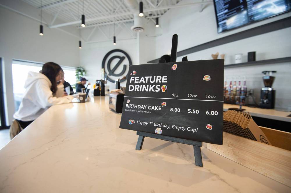 Birthday cake latte is a feature coffee. (Mike Sudoma / Winnipeg Free Press)