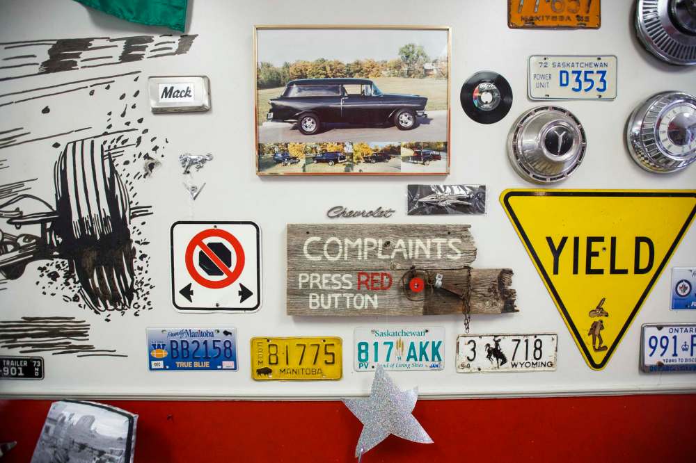 The interior of Big Rick’s Hot Rod Diner is covered in various car-related memorabilia, but some items stand out that give you a good idea of Rick's sense of humour.