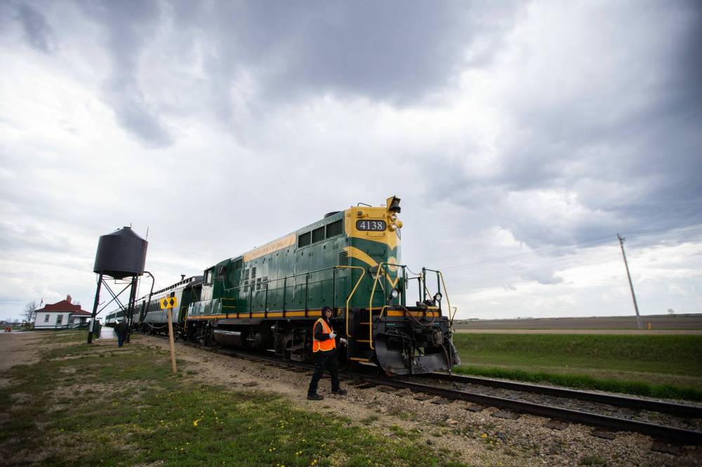 Along with its 140-year-old steam engine, Prairie Dog Central also uses a diesel engine. (Daniel Crump / Winnipeg Free Press)