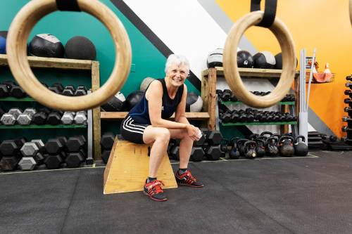 Kathryn Smandych, a 64-year-old grandmother, took up the sport of Olympic weightlifting six years ago. ‘When you retire it’s easy to feel lost,’ she says now. ‘Weightlifting gives me a focus and something to reach for.’ (Prabhjot Singh Lotey / Winnipeg Free Press)