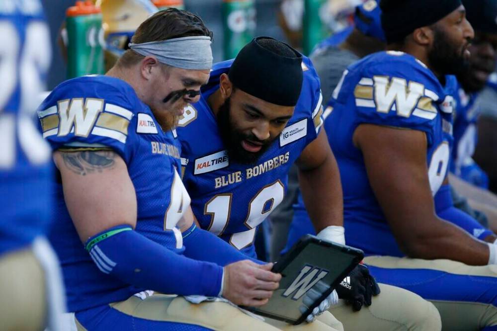 THE CANADIAN PRESS FILES/John Woods
Winnipeg Blue Bombers linebackers Adam Bighill and Kyrie Wilson are hoping to backstop the team to another Grey Cup win this season.