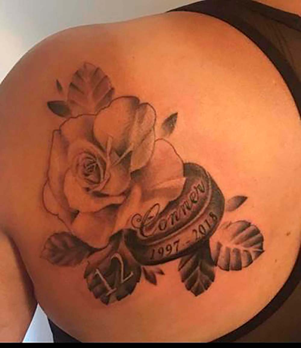 A tattoo honouring Humboldt bus crash victim Conner Lukan. (Supplied photo)
