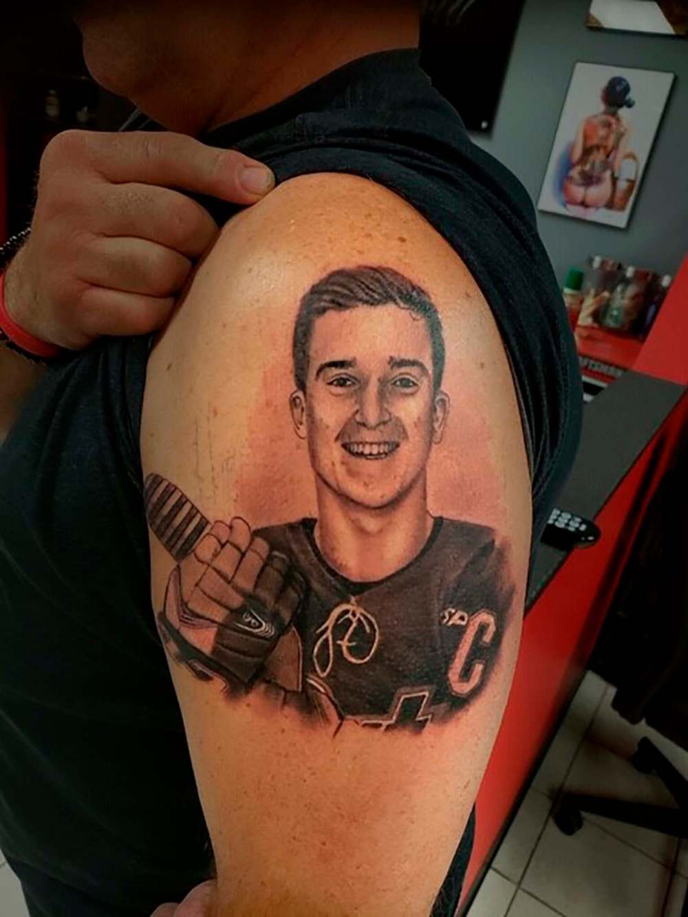 A tattoo of captain Adam Herold on his father Russell’s arm. (Russell Herold photo)