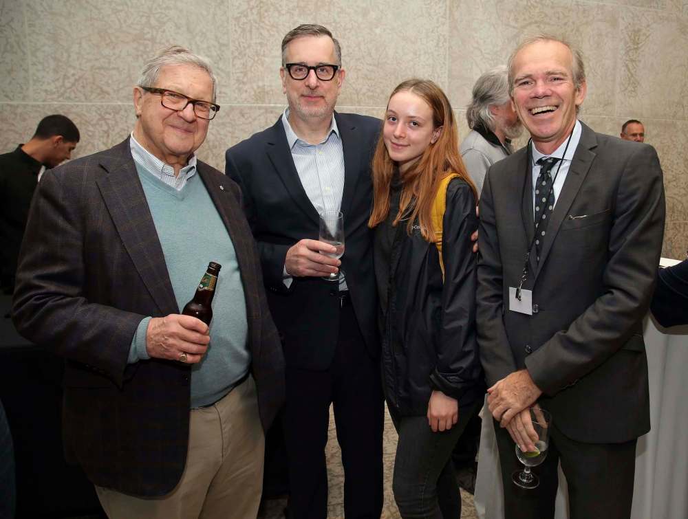 Former federal minister Lloyd Axworthy (from left), Free Press columnist Dan Lett, Lett’s daughter Nora Lett and Free Press publisher Bob Cox.