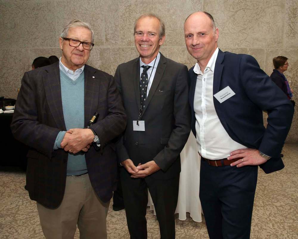 Former federal minister Lloyd Axworthy (from left), Free Press publisher Bob Cox and Free Press editor Paul Samyn.