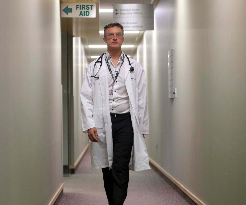 Dr. Ryan Zarychanski, a hematologist, critical-care physician, clinician-scientist and University of Manitoba professor, at work at the Health Sciences Centre. (Jason Halstead / Winnipeg Free Press)