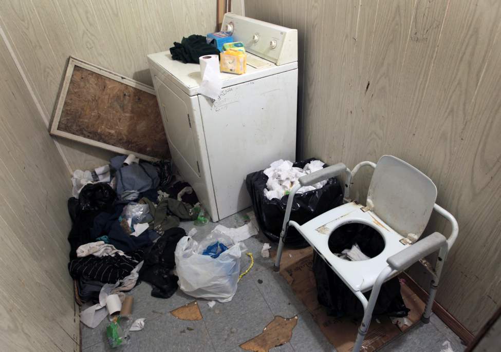 JOE.BRYKSA@FREEPRESS.MB.CA
In the bathroom of a home without running water, the family uses a slop pail for a toilet.
