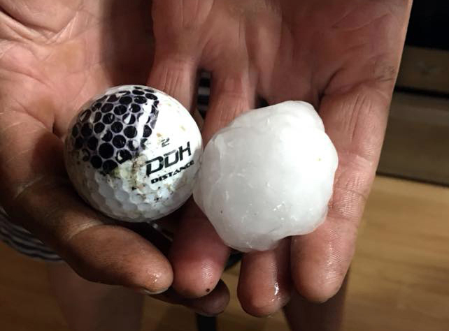 A photo of the hail that came down at Dauphin Beach. (Dean and Teresa Rausch photo / Winnipeg Free Press)