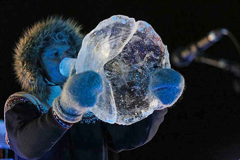 Terje Isungset, a Norwegian ice musician, will perform at the pavilion using instruments made of ice from the Red River.